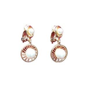 Gold & Pearl Clip On Earrings